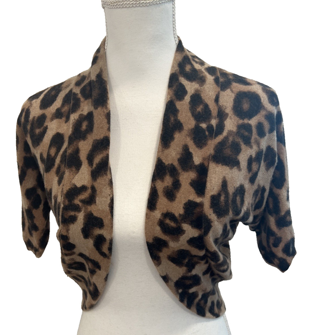 Banana Republic Sweater Animal Print Shrug XS Cashmere Blend Bolero Mob Wife